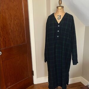 L.L. Bean Plaid Nightgown - Green and Black